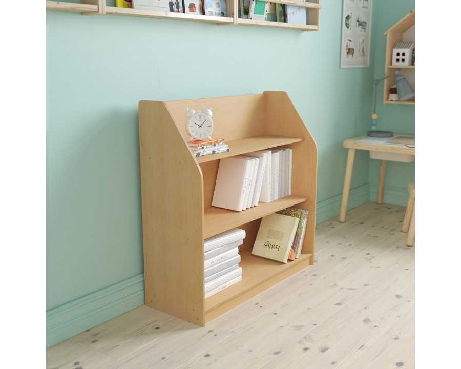 BLNK - Hercules Natural Wooden 3 Shelf Book Display with Safe