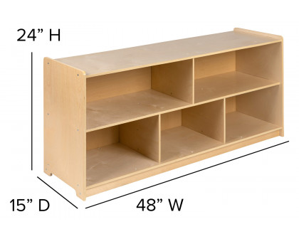 BLNK Hercules Wooden 5 Section School Classroom Storage Cabinet - 24"H x 48"L