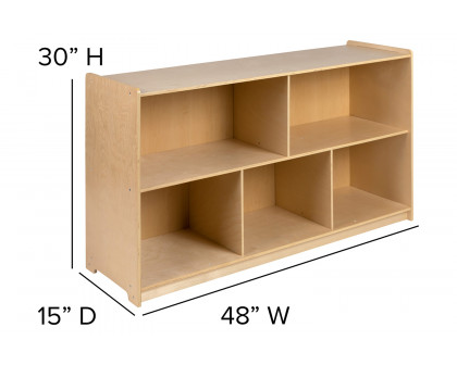 BLNK Hercules Wooden 5 Section School Classroom Storage Cabinet - 30"H x 48"L