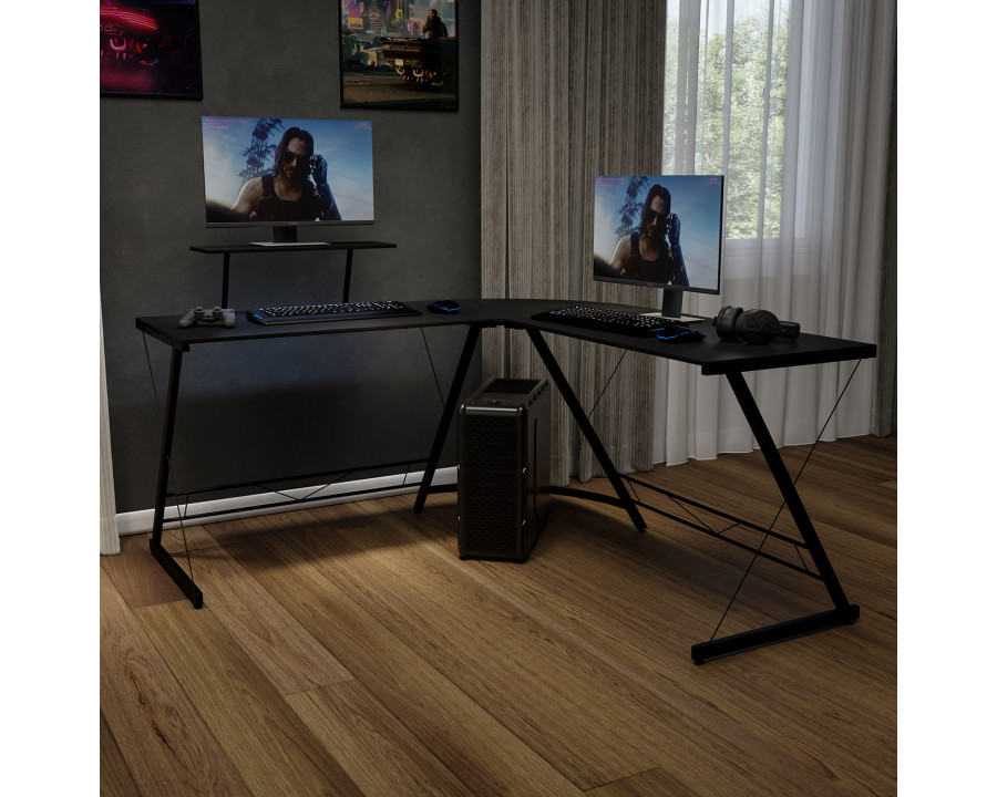 BLNK Ginny L-Shaped Computer Desk with Monitor Stand