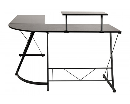 BLNK™ Ginny L-Shaped Computer Desk with Monitor Stand - Black/Black