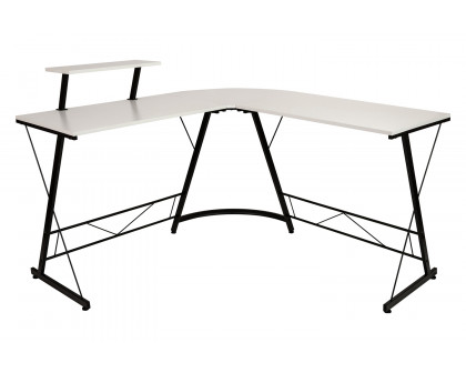 BLNK™ Ginny L-Shaped Computer Desk with Monitor Stand - White/Black