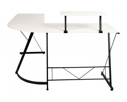 BLNK™ Ginny L-Shaped Computer Desk with Monitor Stand - White/Black