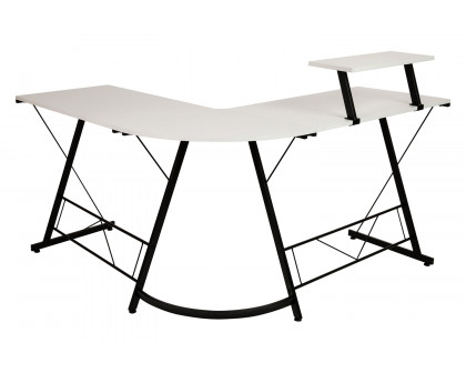 BLNK™ Ginny L-Shaped Computer Desk with Monitor Stand - White/Black