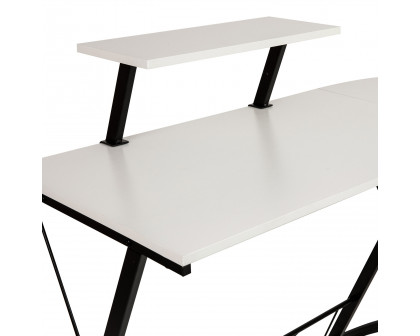 BLNK™ Ginny L-Shaped Computer Desk with Monitor Stand - White/Black