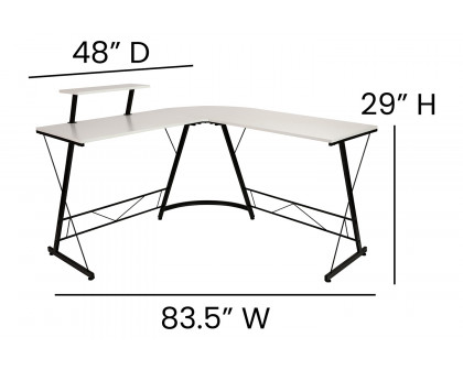 BLNK™ Ginny L-Shaped Computer Desk with Monitor Stand - White/Black