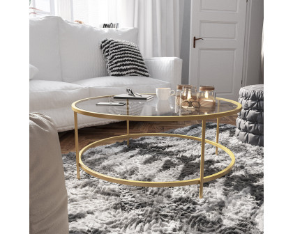 BLNK™ Astoria Collection Coffee and End Table Set with Clear Glass Top 3 Piece - Gold