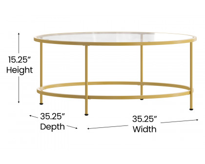 BLNK™ Astoria Collection Coffee and End Table Set with Clear Glass Top 3 Piece - Gold