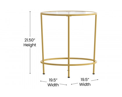 BLNK™ Astoria Collection Coffee and End Table Set with Clear Glass Top 3 Piece - Gold