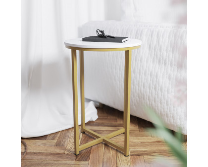 BLNK Hampstead Collection Coffee and End Table Set with White Laminate Top 3 Piece - Brushed Gold