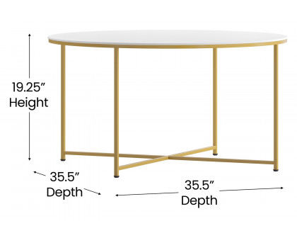 BLNK Hampstead Collection Coffee and End Table Set with White Laminate Top 3 Piece - Brushed Gold