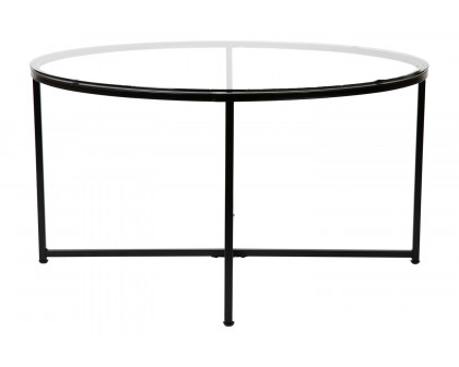 BLNK Greenwich Collection Coffee and End Table Set with Clear Glass Top 3 Piece - Matte Black