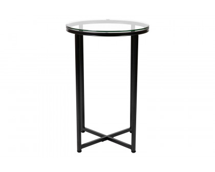 BLNK Greenwich Collection Coffee and End Table Set with Clear Glass Top 3 Piece - Matte Black