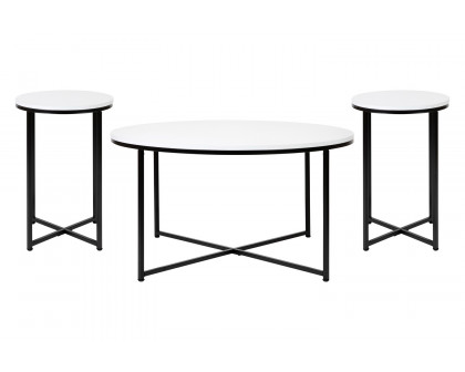 BLNK Hampstead Collection Coffee and End Table Set with White Laminate Top 3 Piece