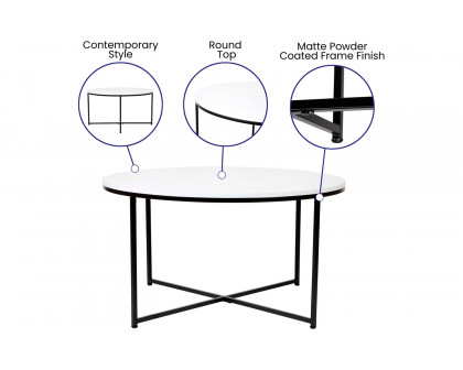 BLNK Hampstead Collection Coffee and End Table Set with White Laminate Top 3 Piece - Matte Black