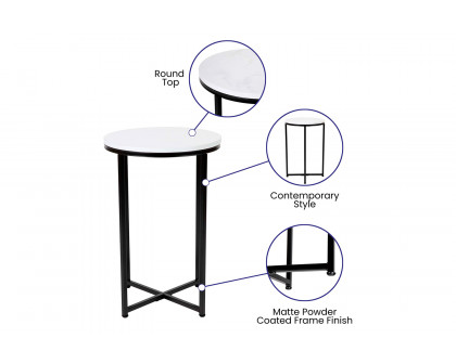 BLNK Hampstead Collection Coffee and End Table Set with White Laminate Top 3 Piece - Matte Black