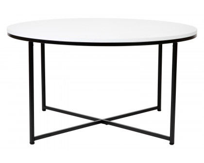 BLNK Hampstead Collection Coffee and End Table Set with White Laminate Top 3 Piece - Matte Black