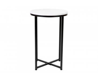 BLNK Hampstead Collection Coffee and End Table Set with White Marbled Laminate Top 3 Piece - Matte Black