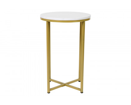 BLNK Hampstead Collection Coffee and End Table Set with White Marbled Laminate Top 3 Piece - Brushed Gold