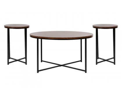 BLNK - Hampstead Collection Coffee and End Table Set with Walnut Laminate Top 3 Piece