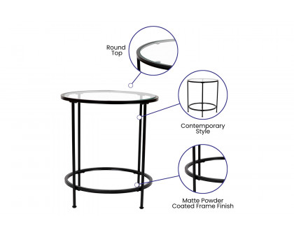 BLNK Astoria Collection Coffee and End Table Set with Clear Glass Top 3 Piece - Matte Black