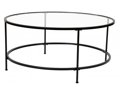 BLNK Astoria Collection Coffee and End Table Set with Clear Glass Top 3 Piece - Matte Black