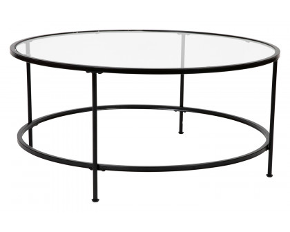 BLNK Astoria Collection Coffee and End Table Set with Clear Glass Top 3 Piece - Matte Black