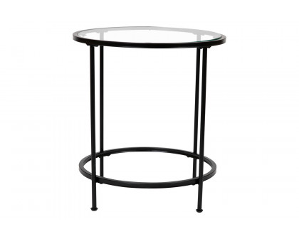 BLNK Astoria Collection Coffee and End Table Set with Clear Glass Top 3 Piece - Matte Black