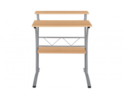 BLNK Clifton Computer Desk with Top and Lower Storage Shelves - Maple