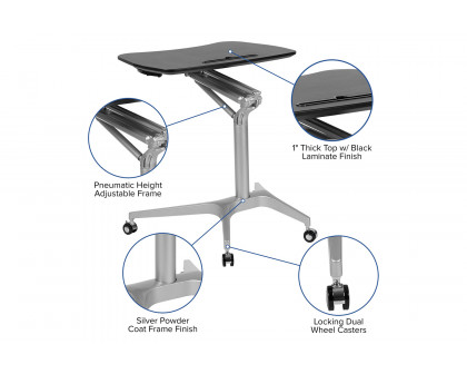 BLNK Gia Mobile Stand-Up Computer Ergonomic Desk - Black