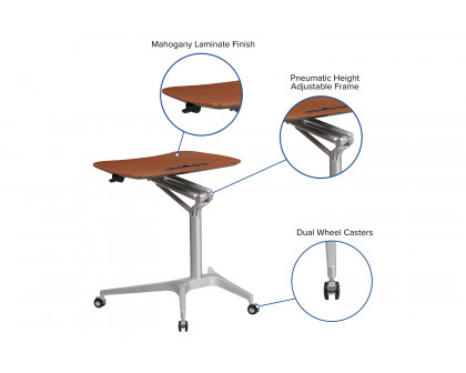 BLNK Gia Mobile Stand-Up Computer Ergonomic Desk - Mahogany