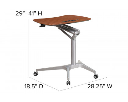 BLNK Gia Mobile Stand-Up Computer Ergonomic Desk - Mahogany