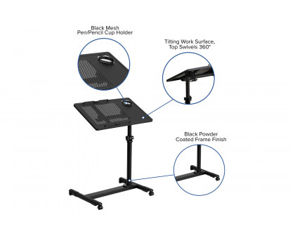 BLNK Macon Adjustable Height Steel Mobile Computer Desk - Black