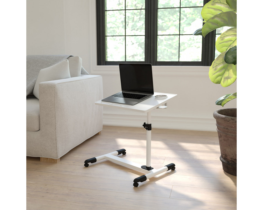 BLNK Macon Adjustable Height Steel Mobile Computer Desk - White