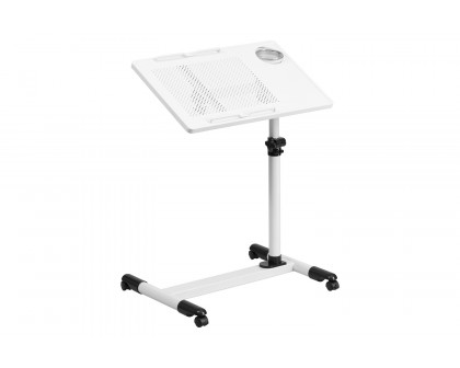 BLNK Macon Adjustable Height Steel Mobile Computer Desk - White