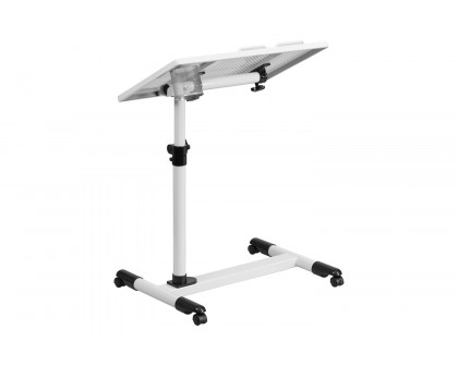 BLNK Macon Adjustable Height Steel Mobile Computer Desk - White