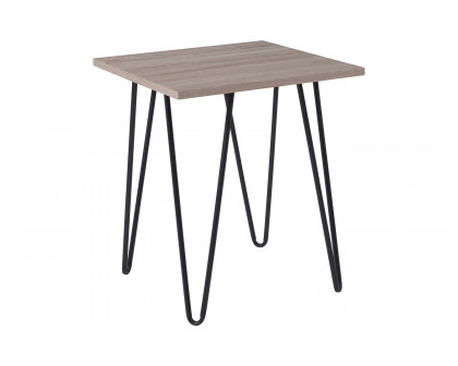 BLNK Oak Park Collection Driftwood Wood Grain Finish End Table with Black Metal Legs