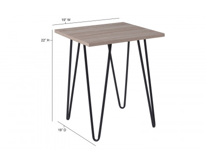 BLNK Oak Park Collection Driftwood Wood Grain Finish End Table with Black Metal Legs