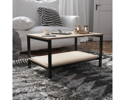 BLNK - Finley Modern Industrial 2 Tier Rectangular Metal and Driftwood Coffee Table