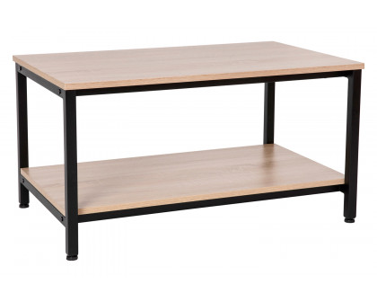 BLNK - Finley Modern Industrial 2 Tier Rectangular Metal and Driftwood Coffee Table