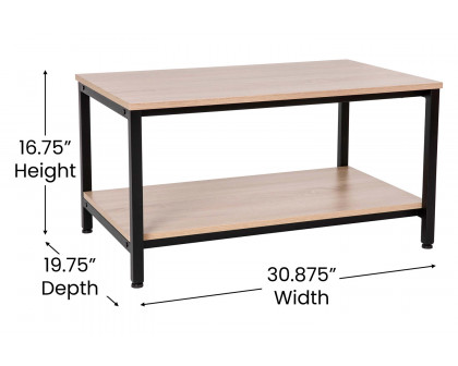 BLNK - Finley Modern Industrial 2 Tier Rectangular Metal and Driftwood Coffee Table