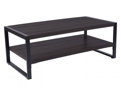 BLNK - Thompson Collection Charcoal Wood Grain Coffee Table with Black Metal Frame