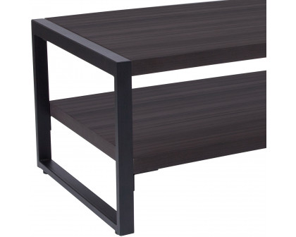 BLNK - Thompson Collection Charcoal Wood Grain Coffee Table with Black Metal Frame