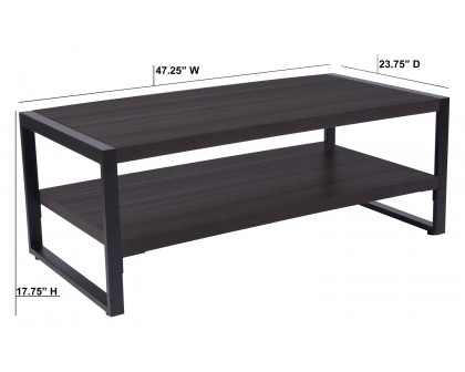 BLNK - Thompson Collection Charcoal Wood Grain Coffee Table with Black Metal Frame