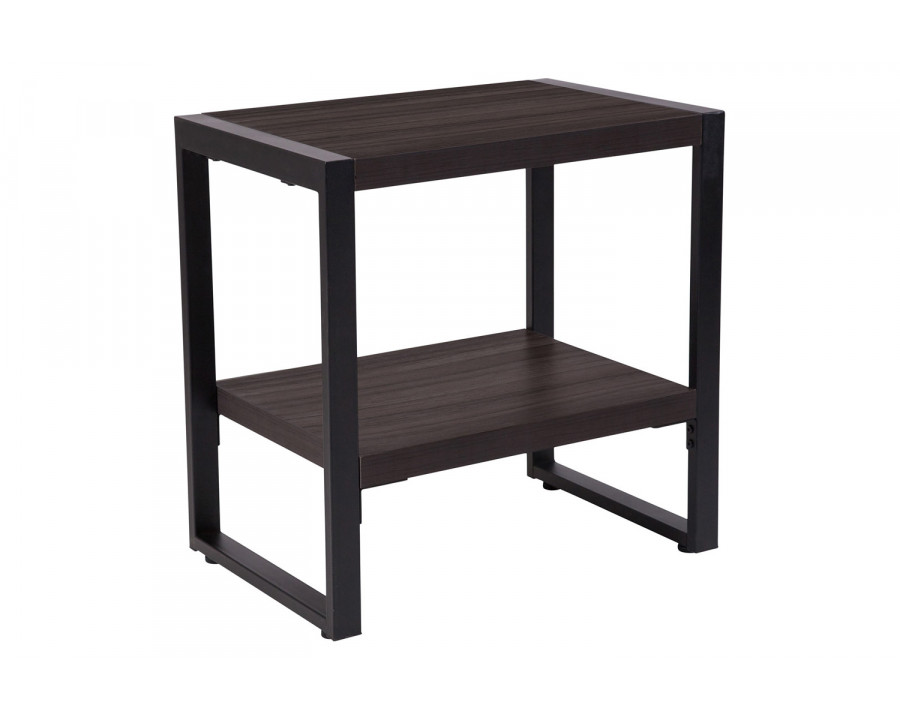 BLNK - Thompson Collection Charcoal Wood Grain Finish End Table with Black Metal Frame