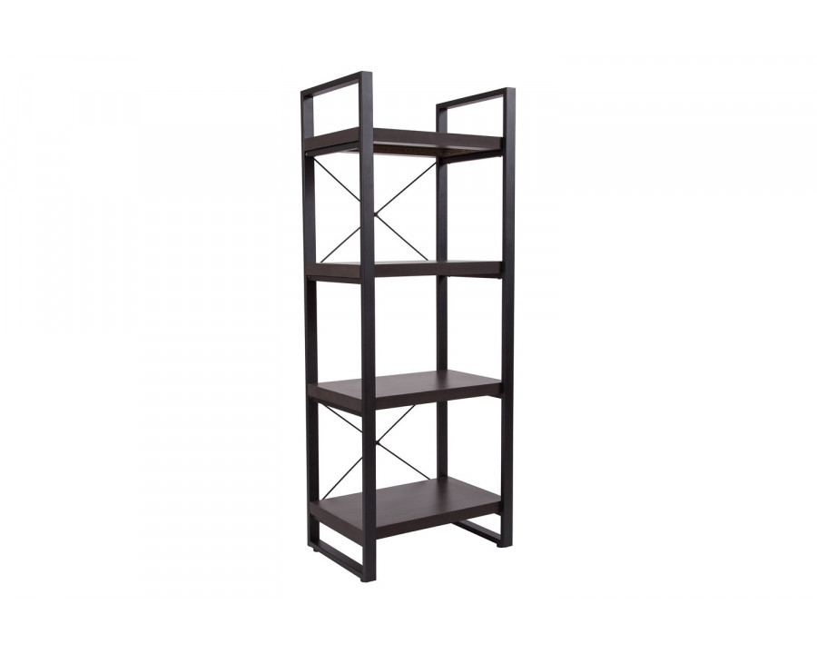 BLNK - Thompson Collection 4 Shelf Etagere Bookcase in Charcoal Wood Grain Finish