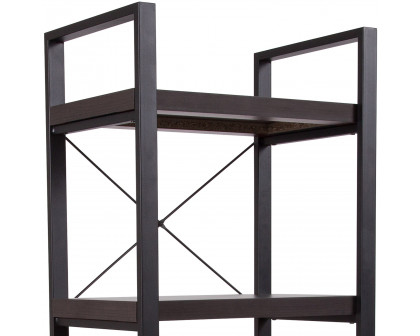 BLNK - Thompson Collection 4 Shelf Etagere Bookcase in Charcoal Wood Grain Finish