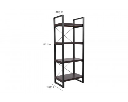 BLNK - Thompson Collection 4 Shelf Etagere Bookcase in Charcoal Wood Grain Finish