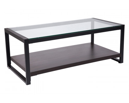 BLNK Rosedale Glass Coffee Table with Black Metal Frame