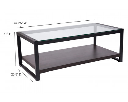 BLNK Rosedale Glass Coffee Table with Black Metal Frame